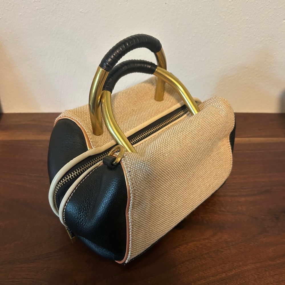 Hare Hart Chic Black and Tan Mini Bag with Gold Accents